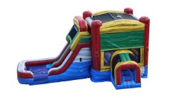 Colorful Double Lane Bounce House w/ Slide